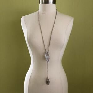 Handmade Gray Geode Pendant Lavender Faceted Bead Adjustable Lariat Neck…